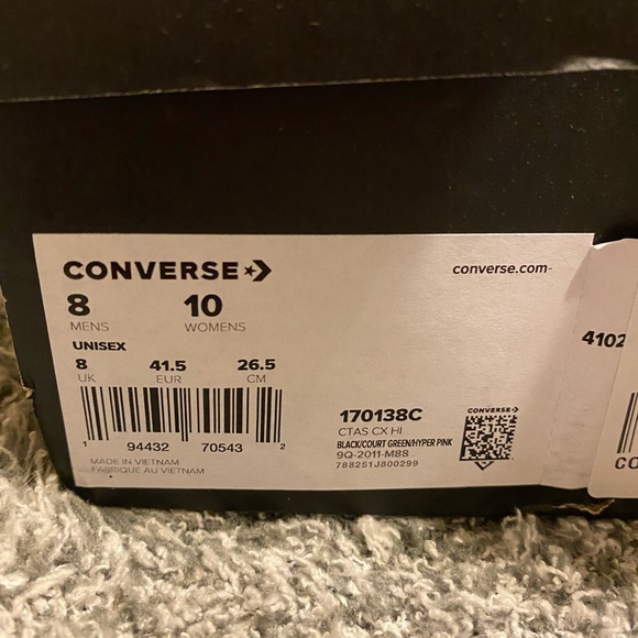 NIB CONVERSE CX HIGH TOPS TURQUOISE/ BLACK/PINK - Picture 11 of 11